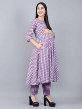 Purple Pure Cotton Maternity and Feeding Kurta Set