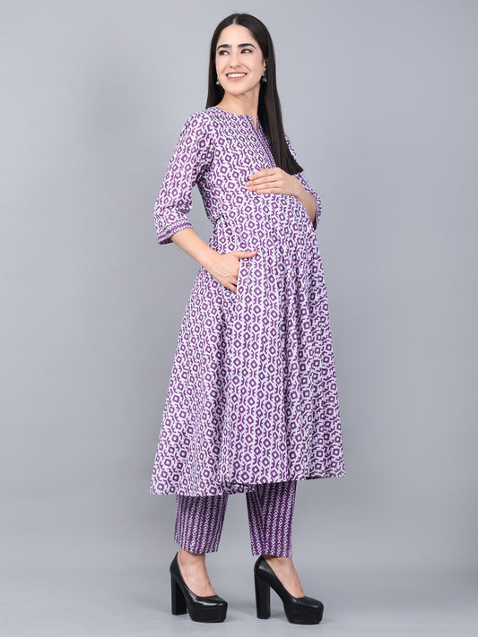 Purple-PureCotton-Maternity-Feeding-KurtaSet