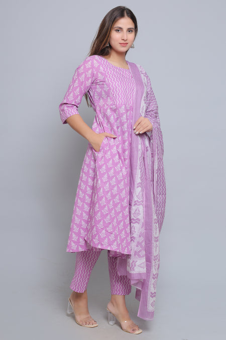 Purple-PureCotton-Maternity-Feeding-KurtaSet-Dupatta