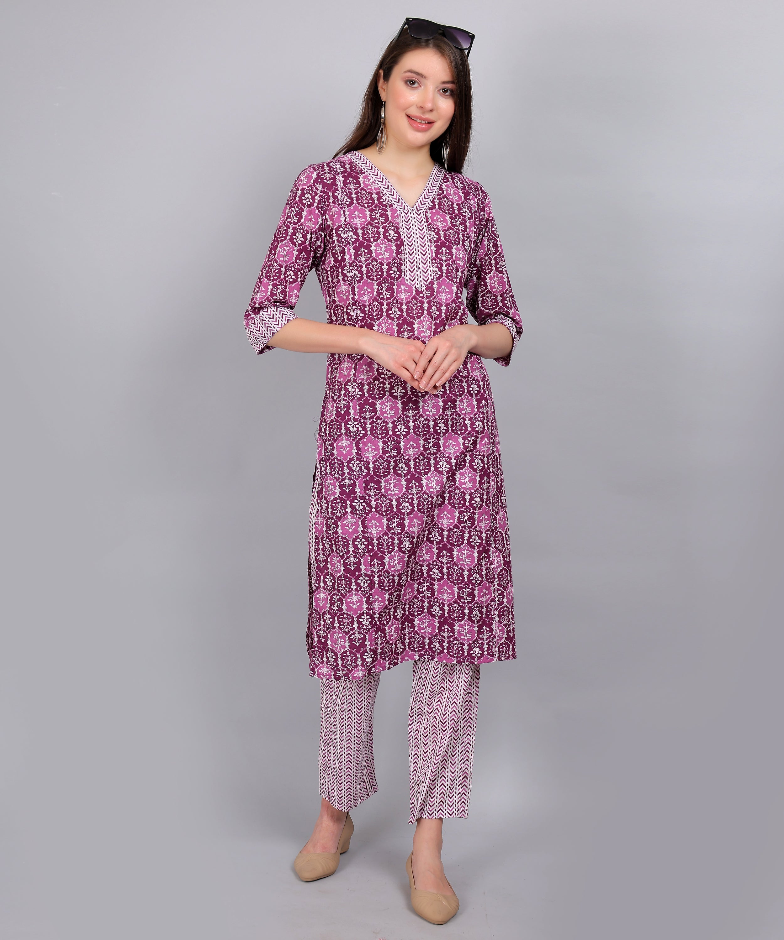 Purple-PureCotton-StraightFeeding-KurtaSet