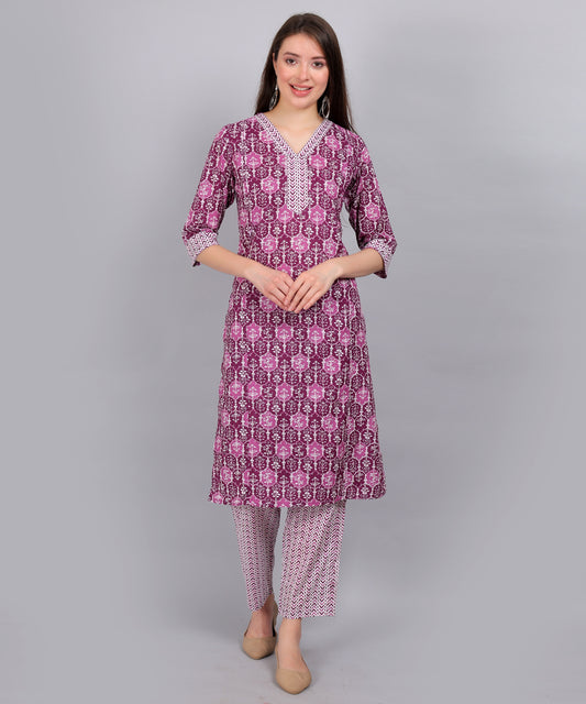 Purple-PureCotton-StraightFeeding-KurtaSet