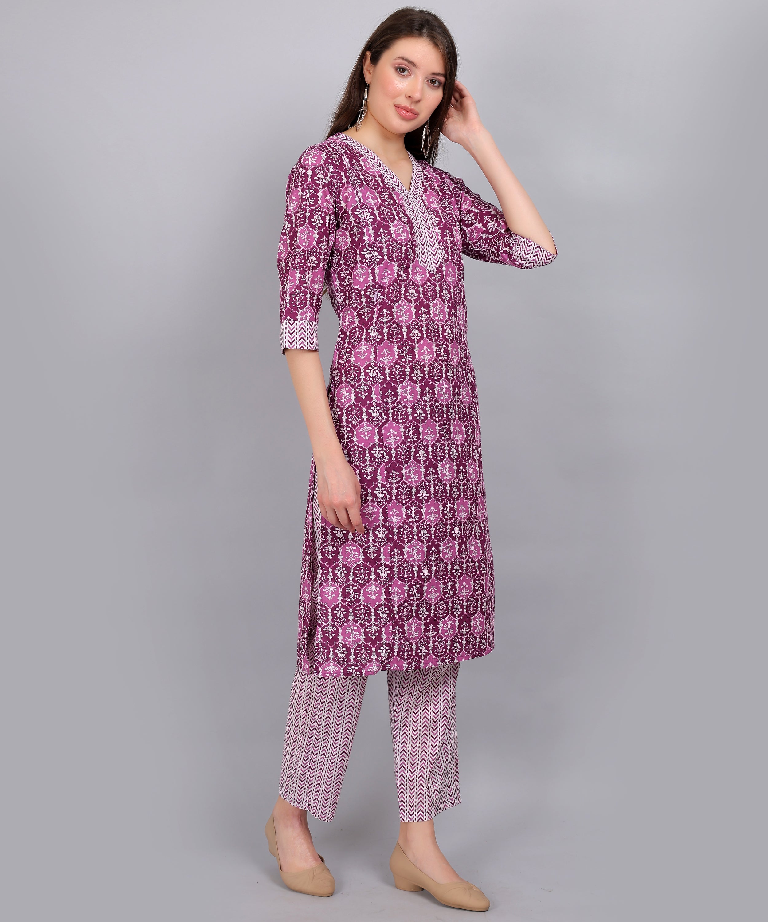 Purple-PureCotton-StraightFeeding-KurtaSet