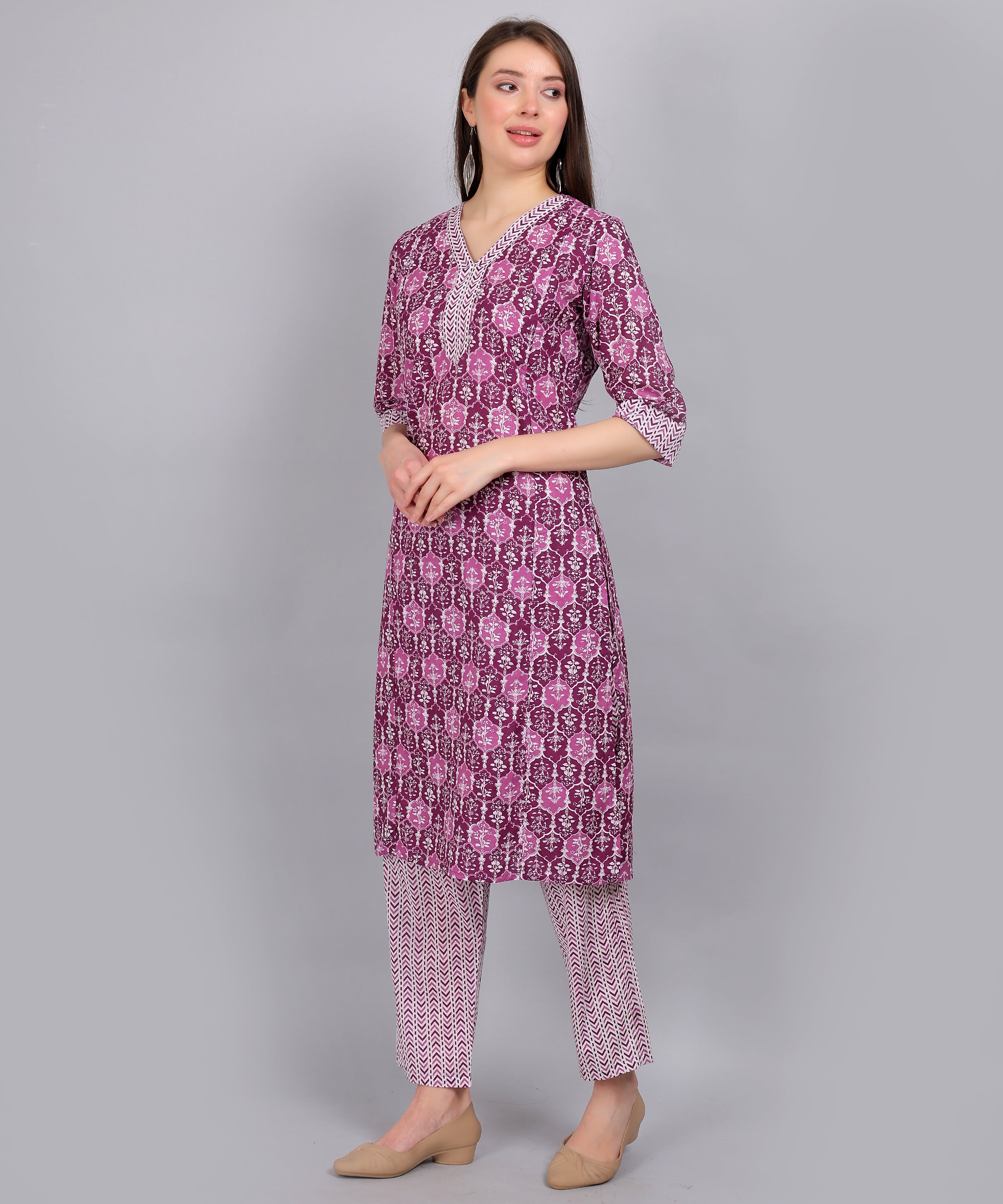 Purple-PureCotton-StraightFeeding-KurtaSet