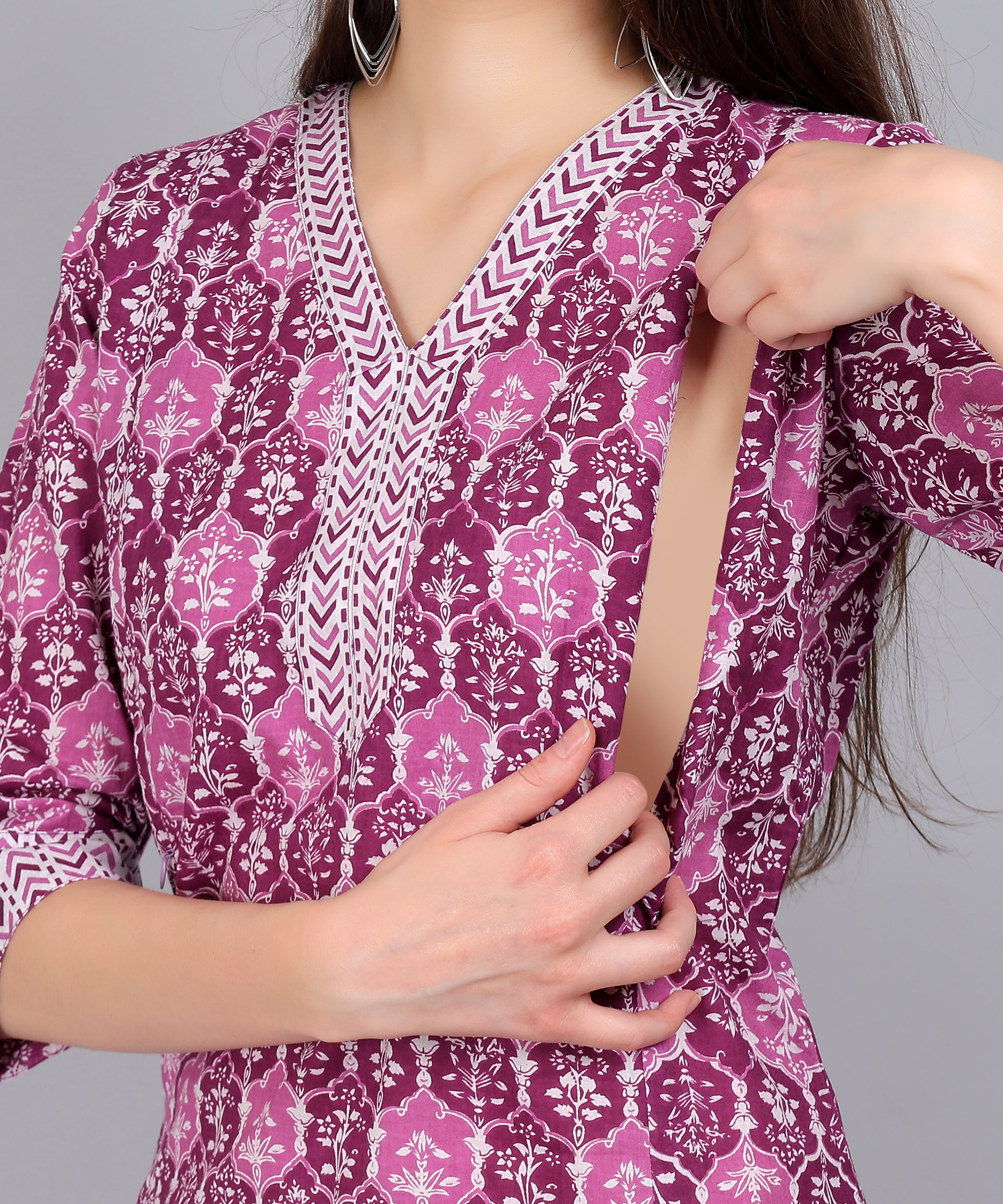 Purple-PureCotton-StraightFeeding-KurtaSet