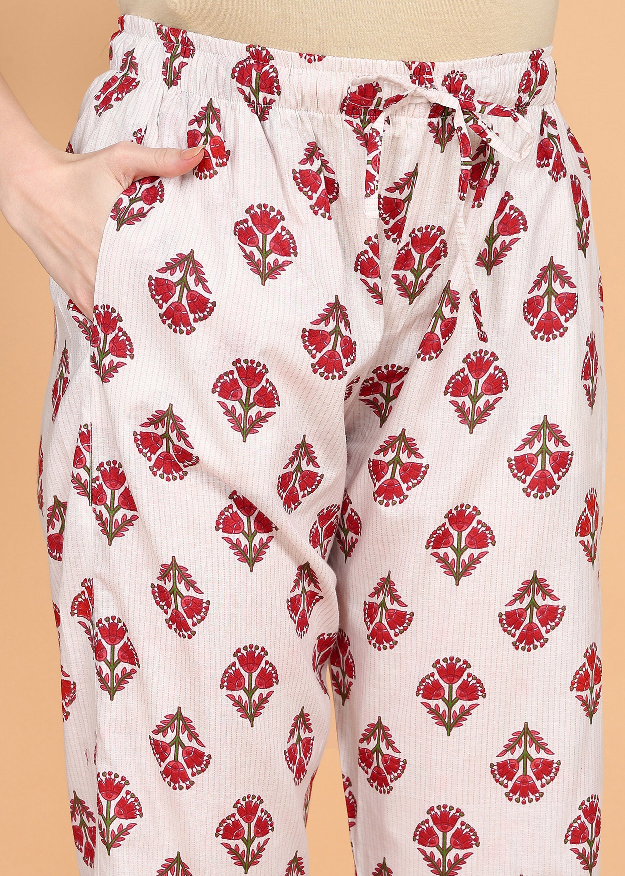 Red-Floral-Maternity-Feeding-KurtaSet-Dupatta