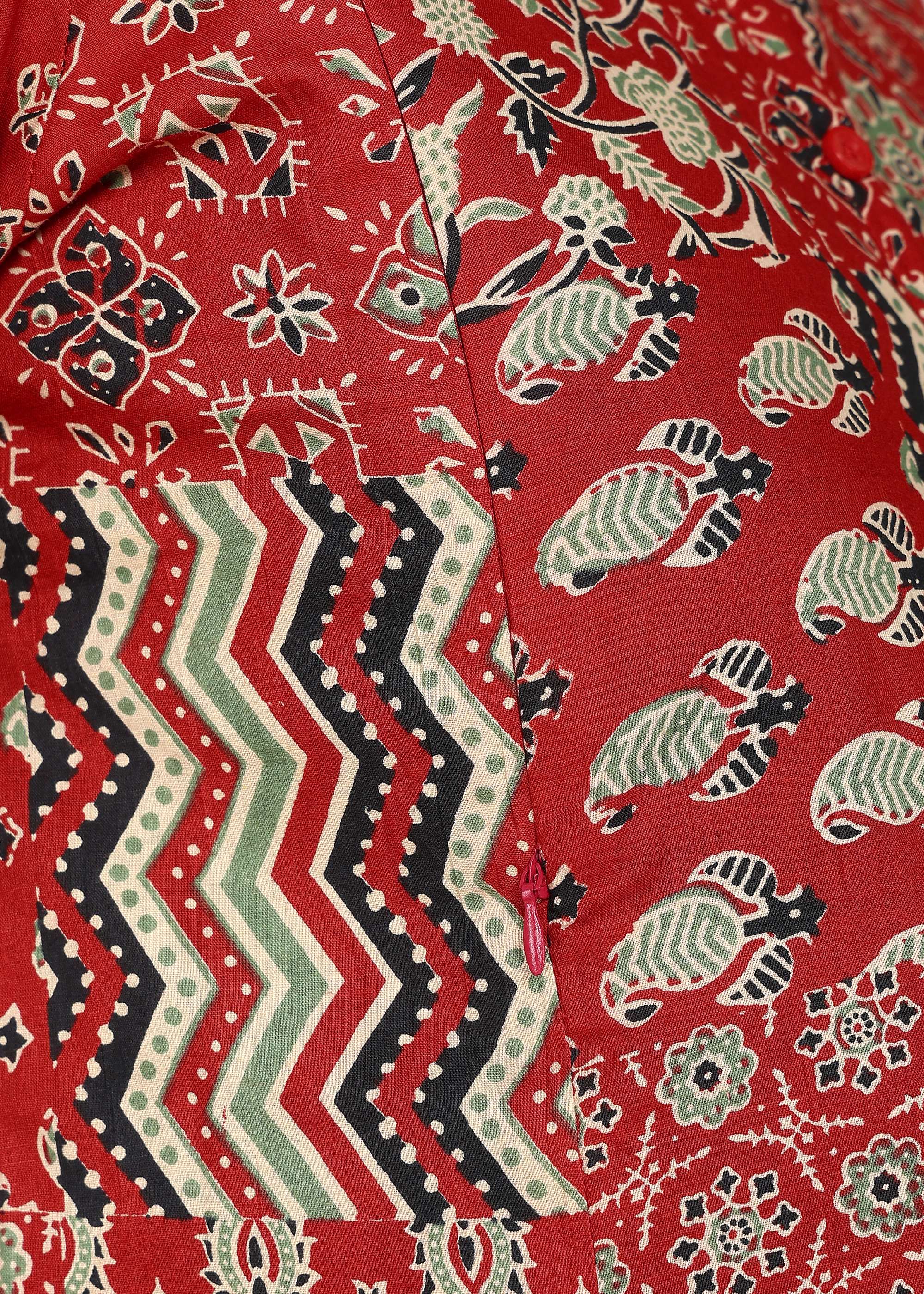 Red-Printed-PureCotton-Maternity-Feeding-Co-ord-Set