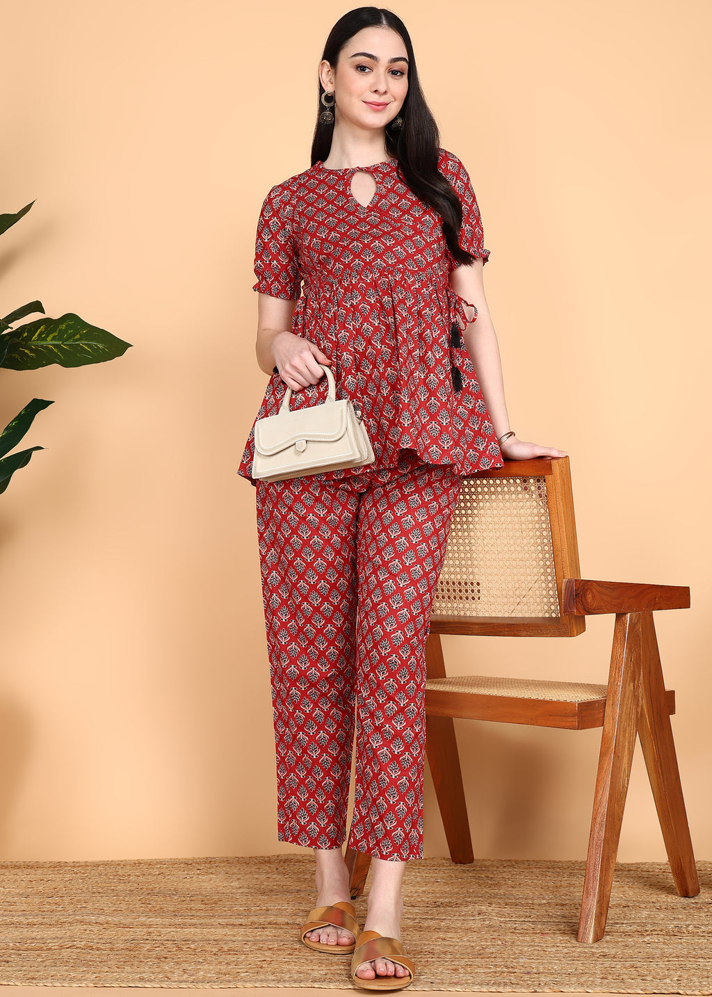 Red-PureCotton-Maternity-Feeding-Co-ord-Set