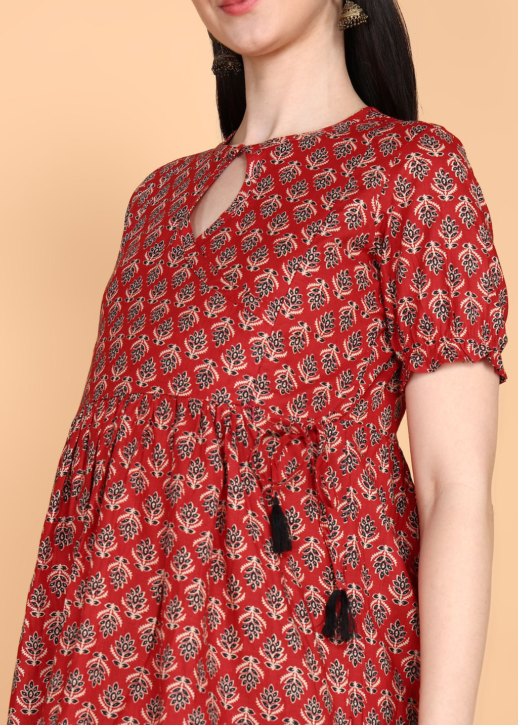 Red-PureCotton-Maternity-Feeding-Co-ord-Set