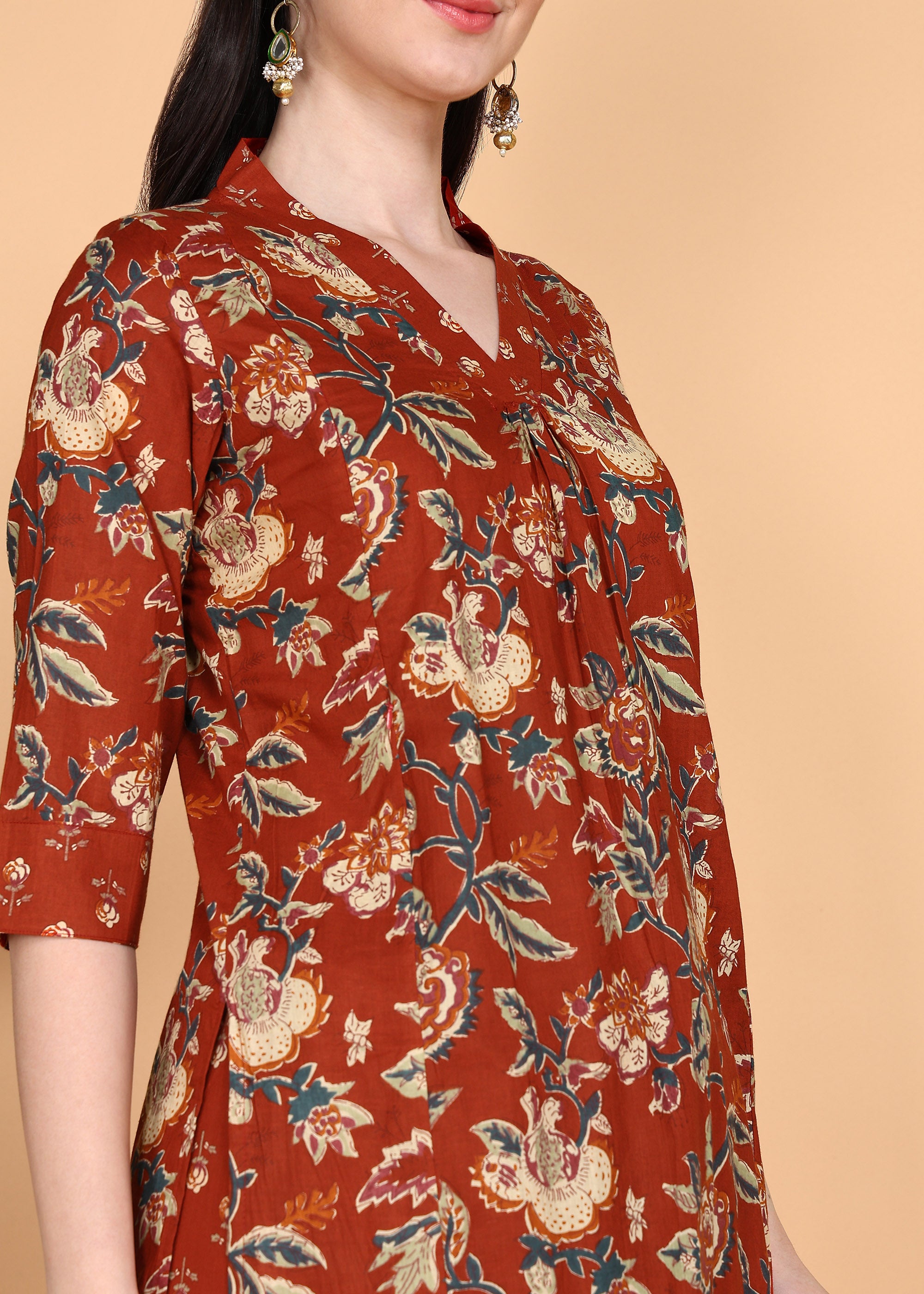 Red-PureCotton-Straight-Feeding-KurtaSet-with-Dupatta