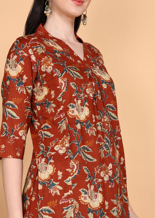 Red-PureCotton-Straight-Feeding-KurtaSet-with-Dupatta