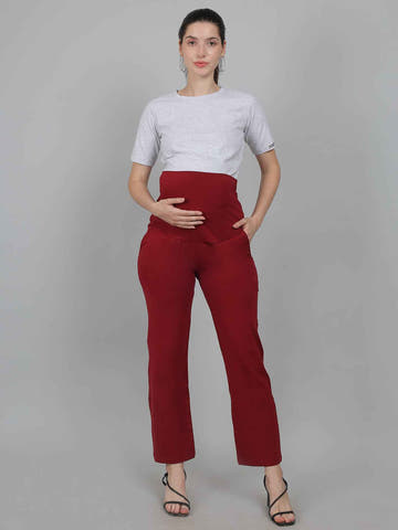 Red Supima Cotton Maternity Pants - Moms Ever