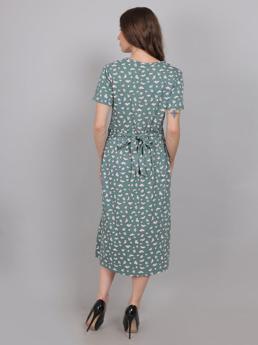 SeaGreen-KnittedCotton-Maternity-Loungewear-Dress