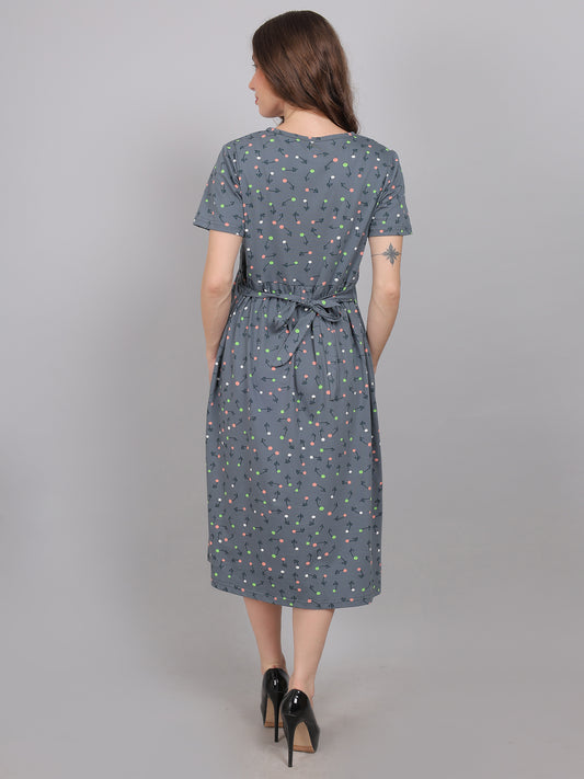 SmokeGrey-KnittedCotton-Maternity-Loungewear-Dress