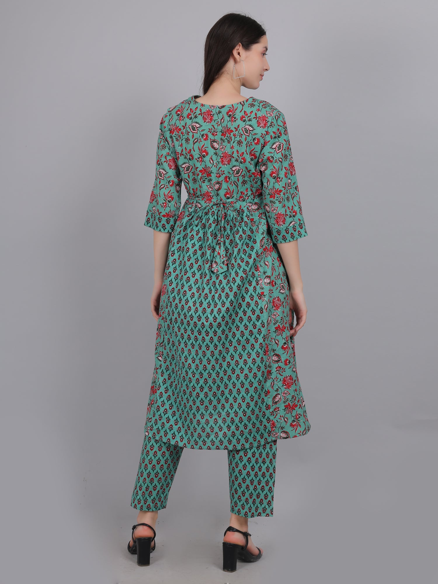 Teal-PureCotton-Maternity-Feeding-KurtaSet