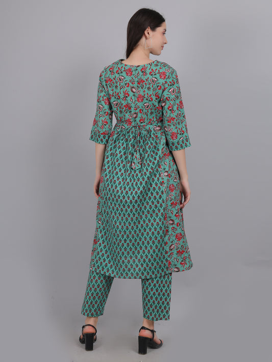 Teal-PureCotton-Maternity-Feeding-KurtaSet