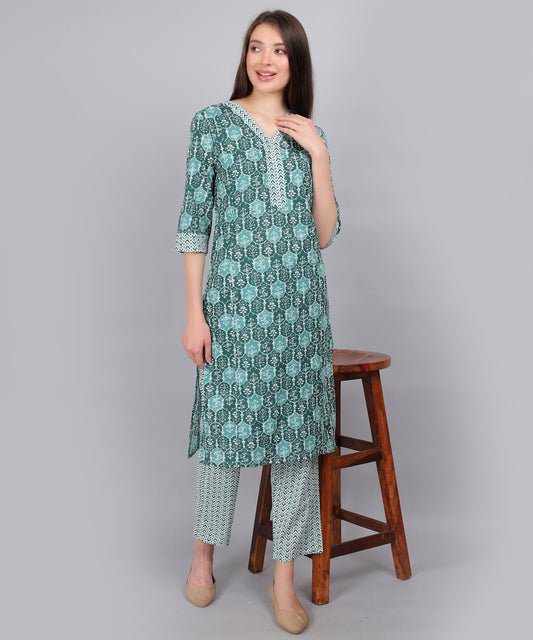 Teal-PureCotton-Straight-Feeding-KurtaSet