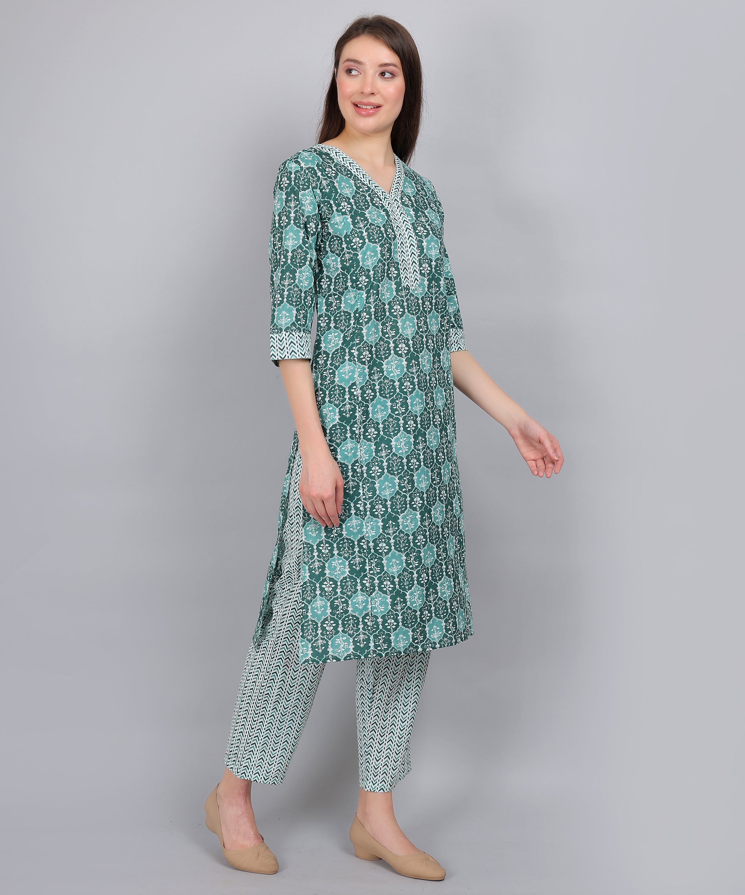 Teal-PureCotton-Straight-Feeding-KurtaSet