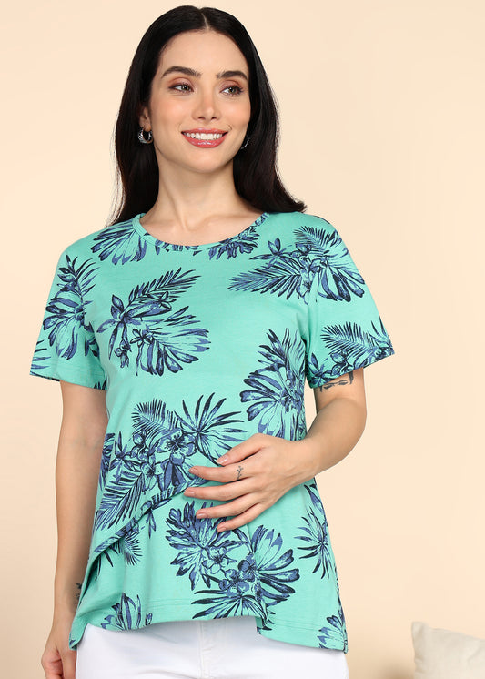 Teal-Zipless-Maternity-Feeding-T-Shirt-Top