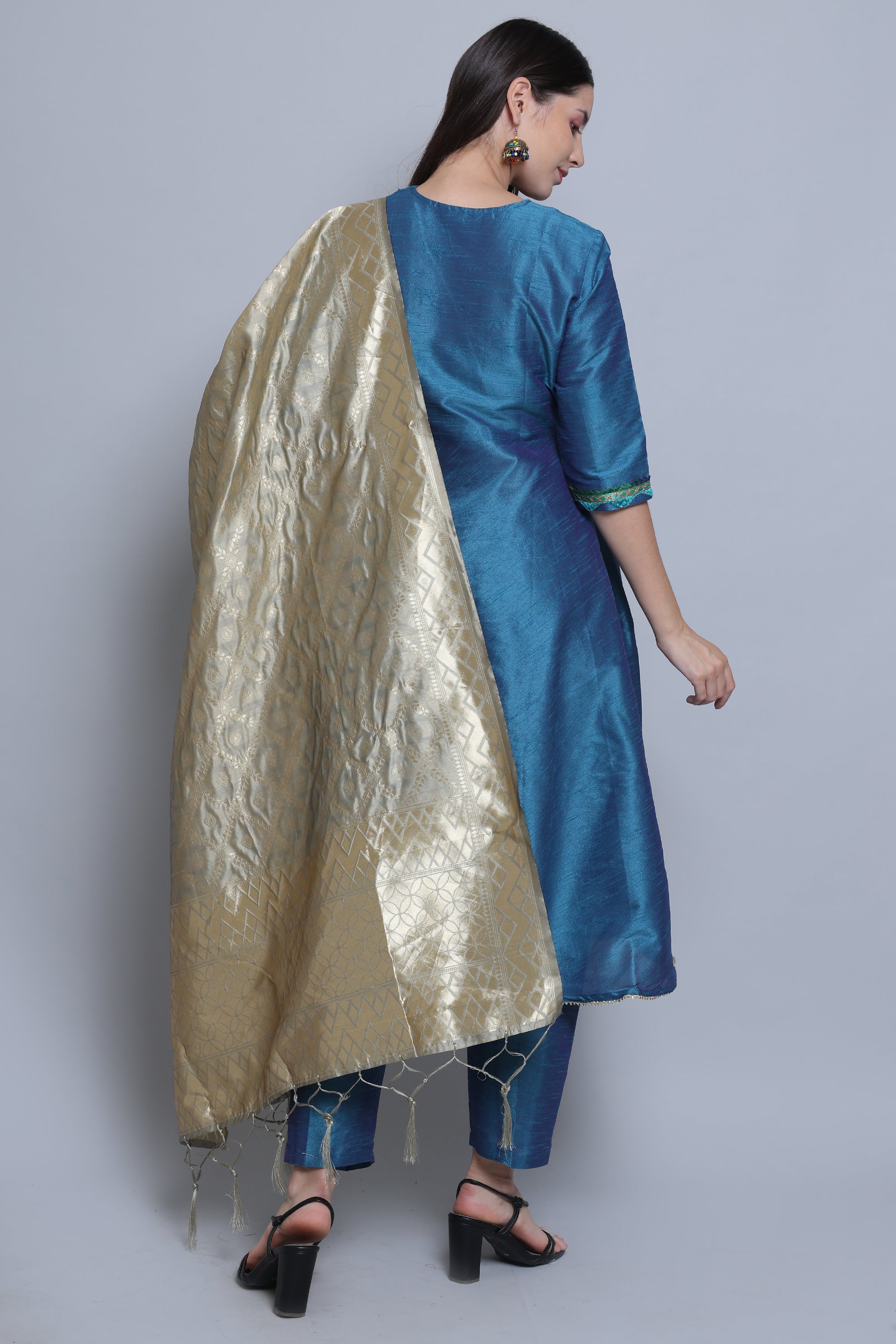 TealBlue-Festive-Maternity-Feeding-KurtaSet-Dupatta