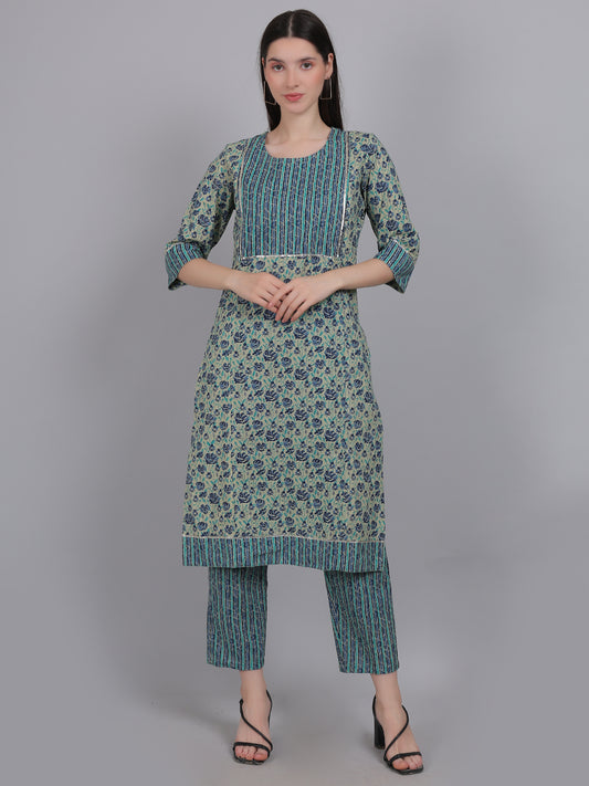 TealBlue-PureCotton-Straight-Feeding-KurtaSet