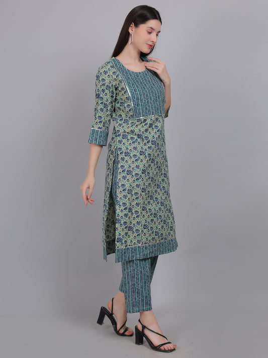 TealBlue-PureCotton-Straight-Feeding-KurtaSet