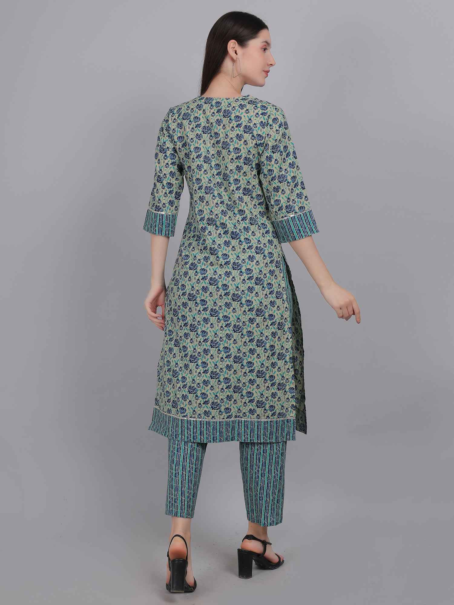 Teal Blue Pure Cotton Straight Feeding Kurta Set