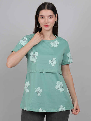 Turquoise Green Zipless Feeding T-Shirt