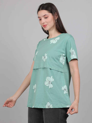 Turquoise Green Zipless Feeding T-Shirt