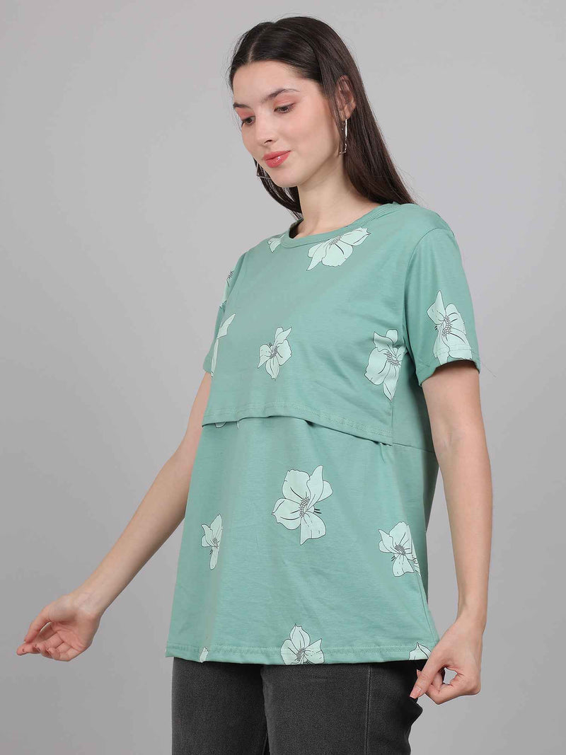 Turquoise Green Zipless Feeding T-Shirt