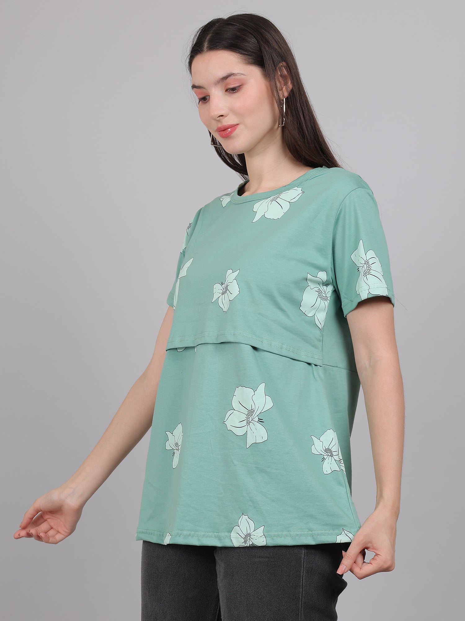 TurquoiseGreen-Zipless-Feeding-T-Shirt-Top