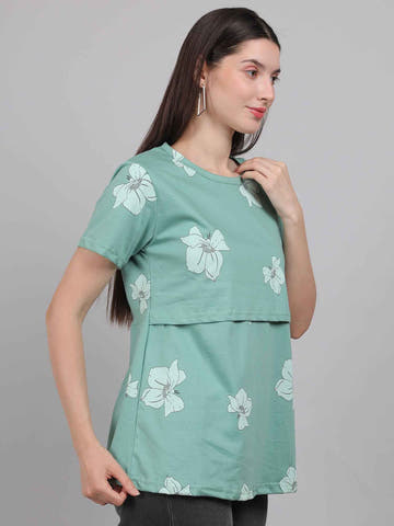 Turquoise Green Zipless Feeding T-Shirt