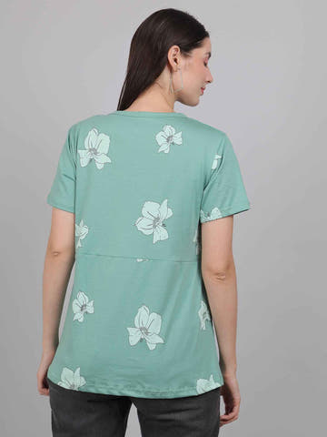 Turquoise Green Zipless Feeding T-Shirt