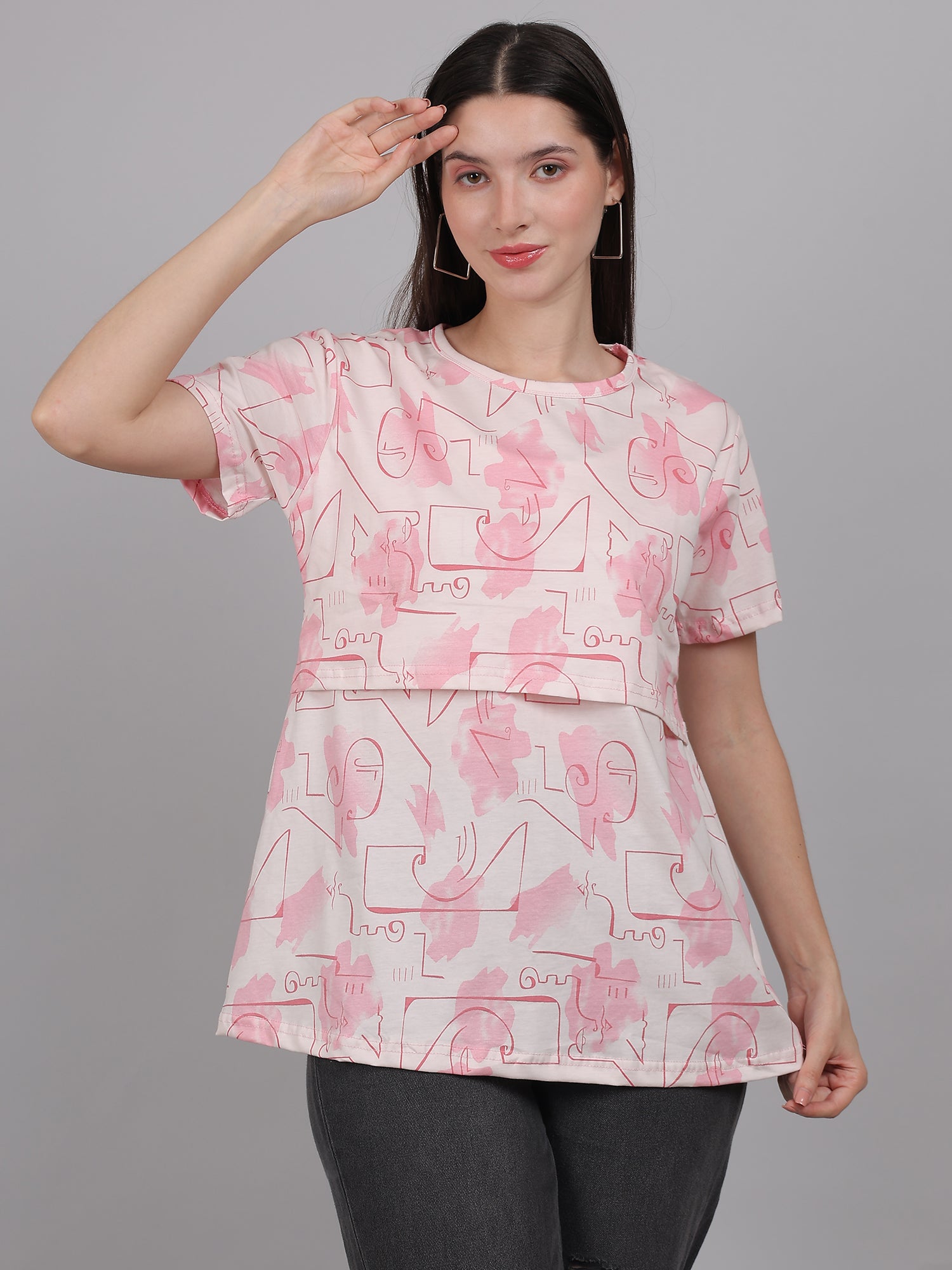 White-Pink-Zipless-Feeding-T-Shirt-Top