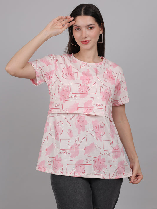 White-Pink-Zipless-Feeding-T-Shirt-Top