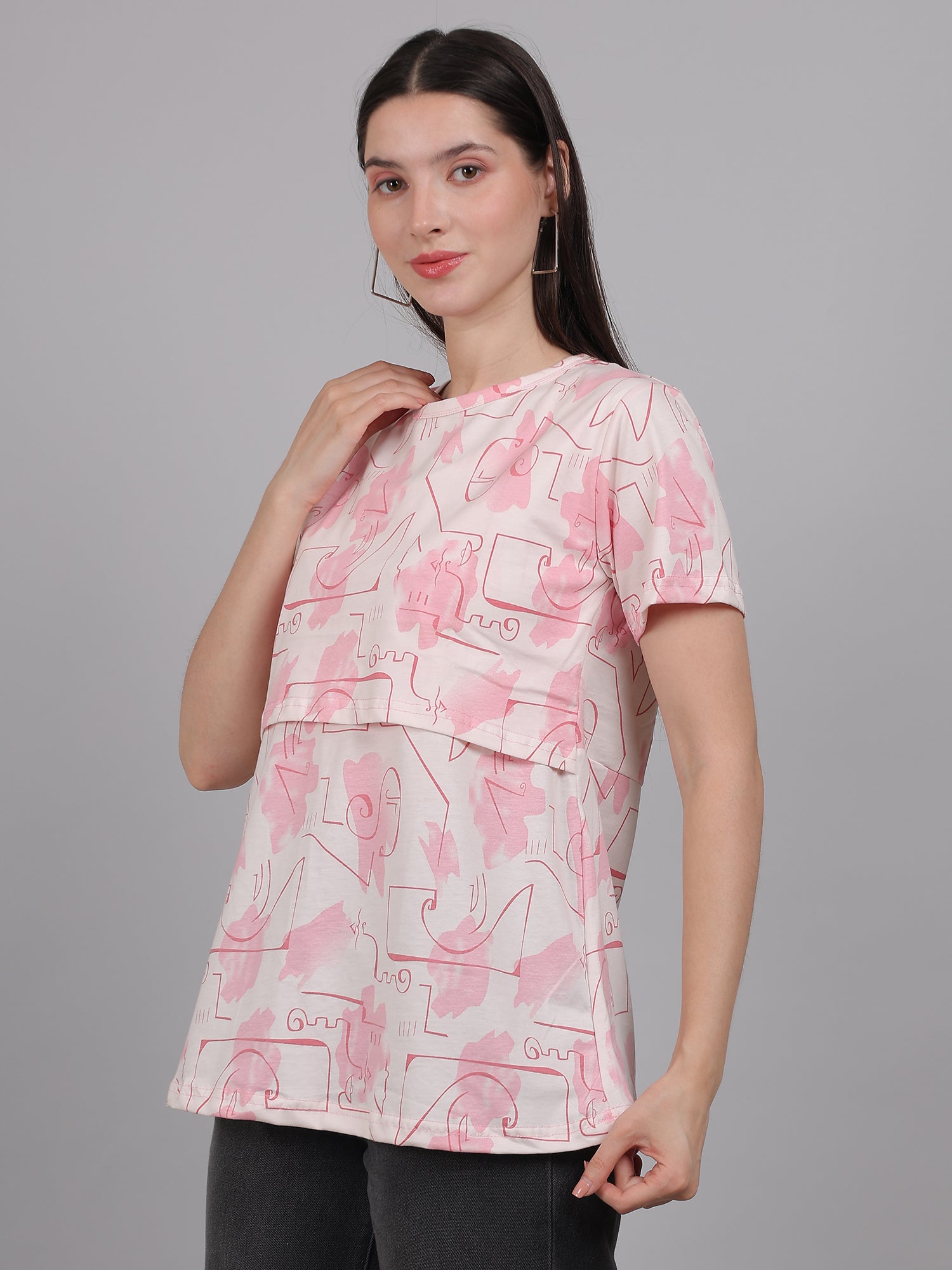 White-Pink-Zipless-Feeding-T-Shirt-Top