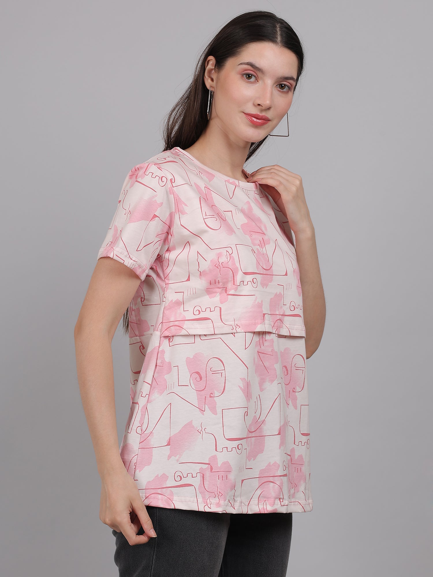 White-Pink-Zipless-Feeding-T-Shirt-Top