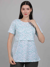 White and Teal Zipless Feeding T-Shirt