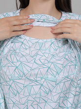White and Teal Zipless Feeding T-Shirt