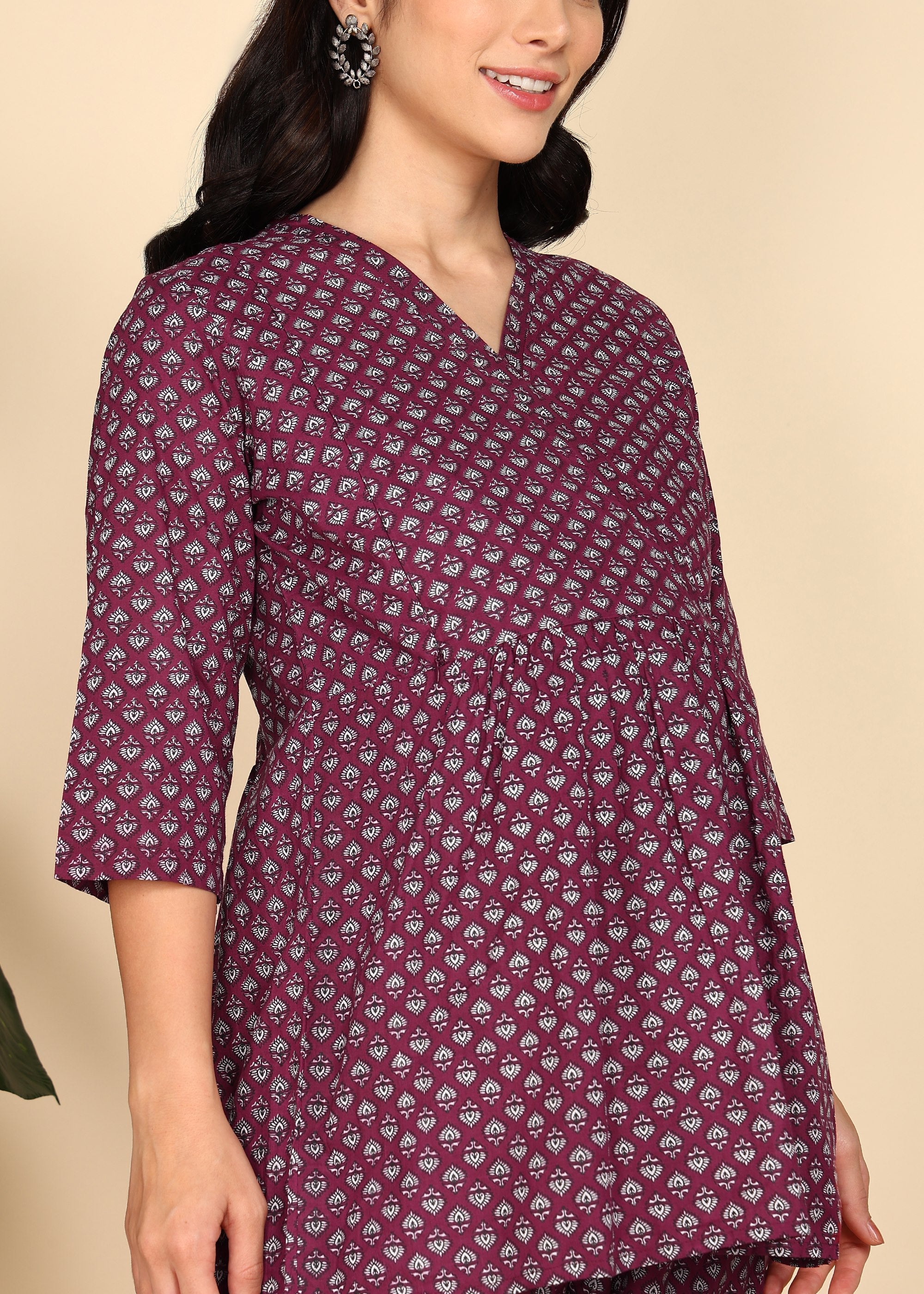 Wine-PureCotton-Maternity-Feeding-Co-ord-Set