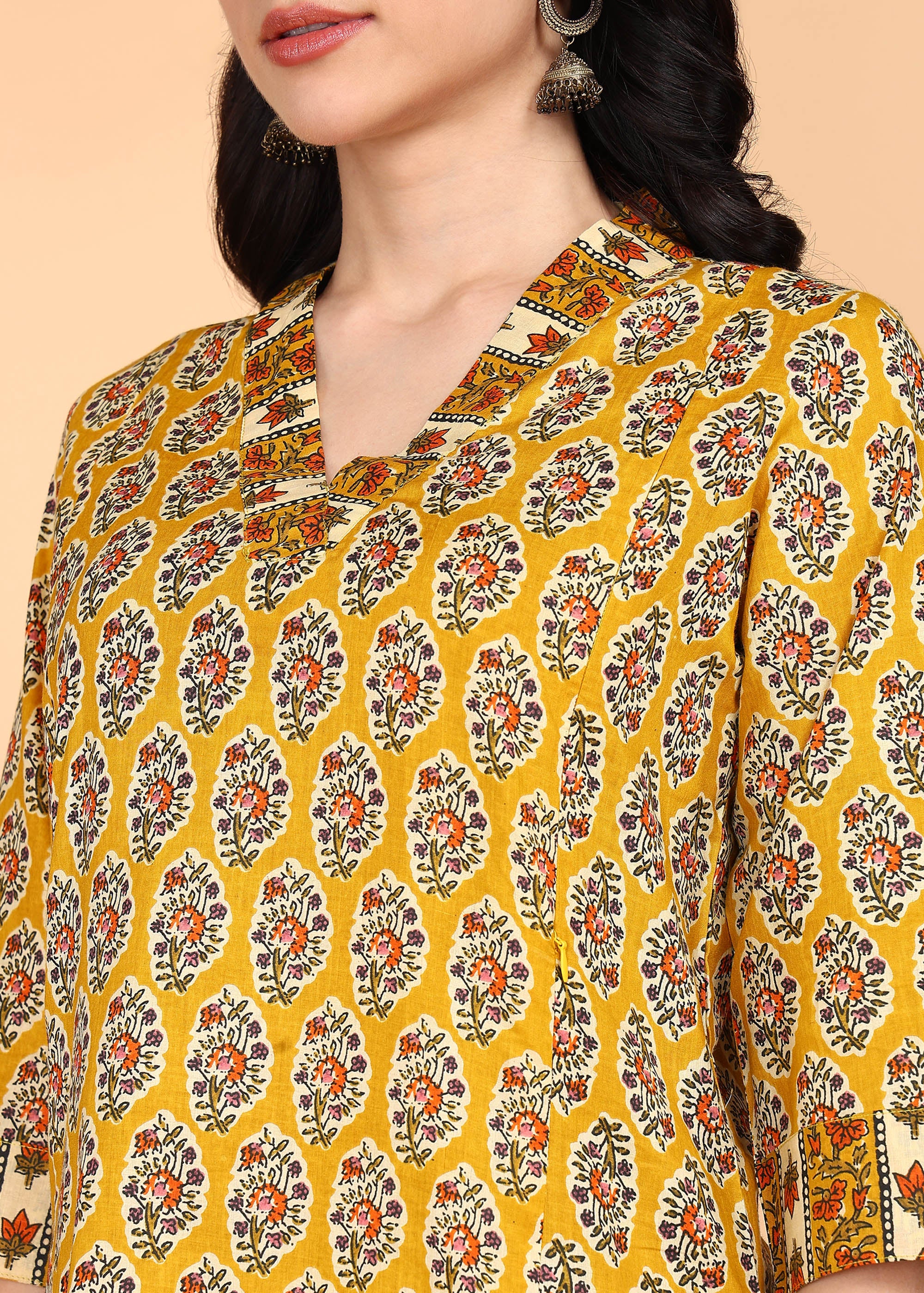 Yellow-PureCotton-Straight-Feeding-KurtaSet-Dupatta