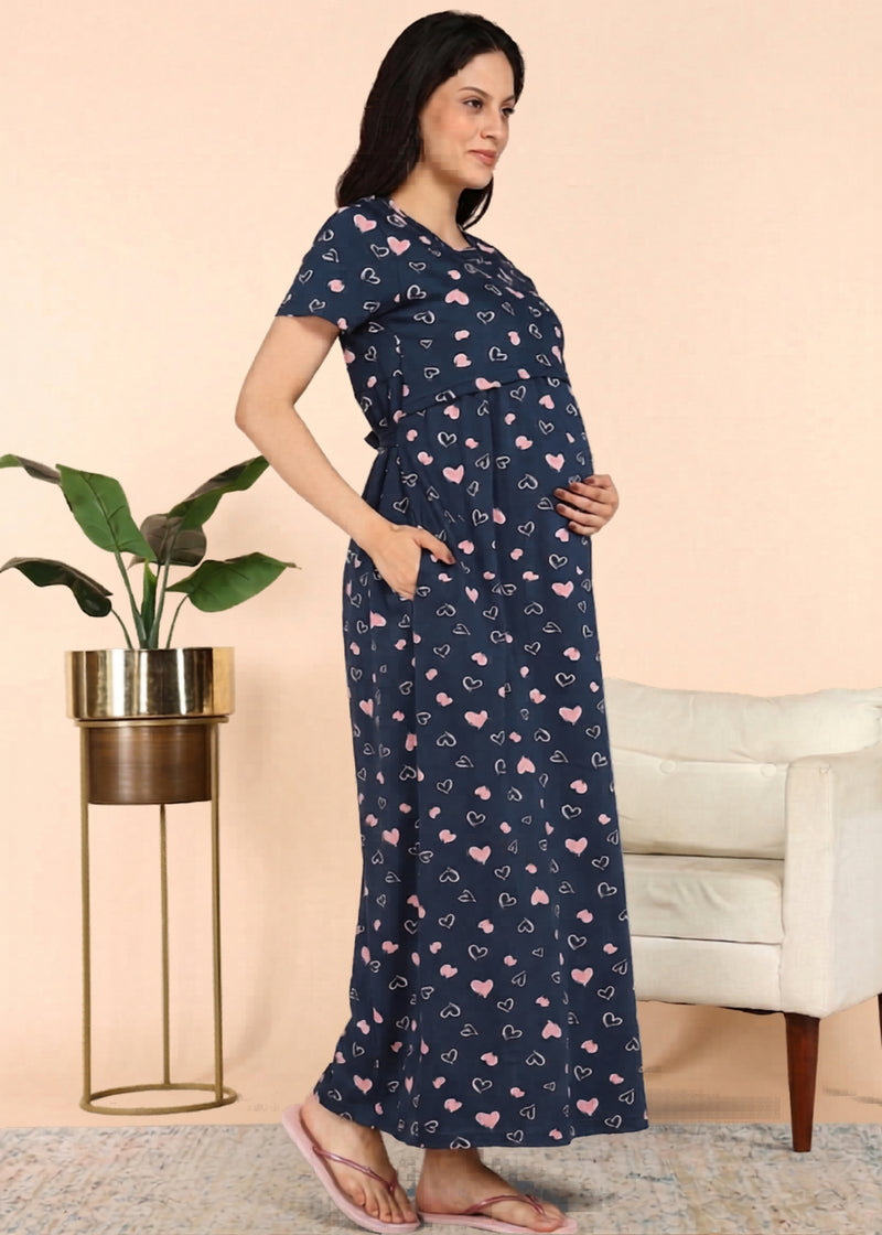 Little Love Cross-neck Maternity Loungewear Maxi Dress