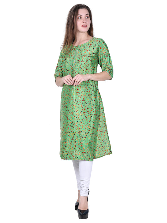 French Crepe Kurti | Green
