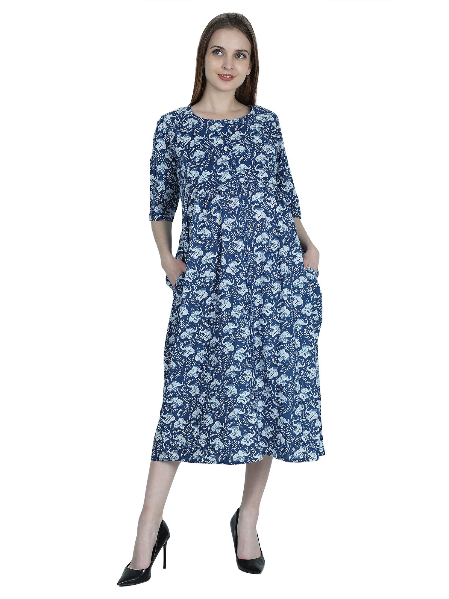 Blue-PureCotton-Maternity-Feeding-Kurti