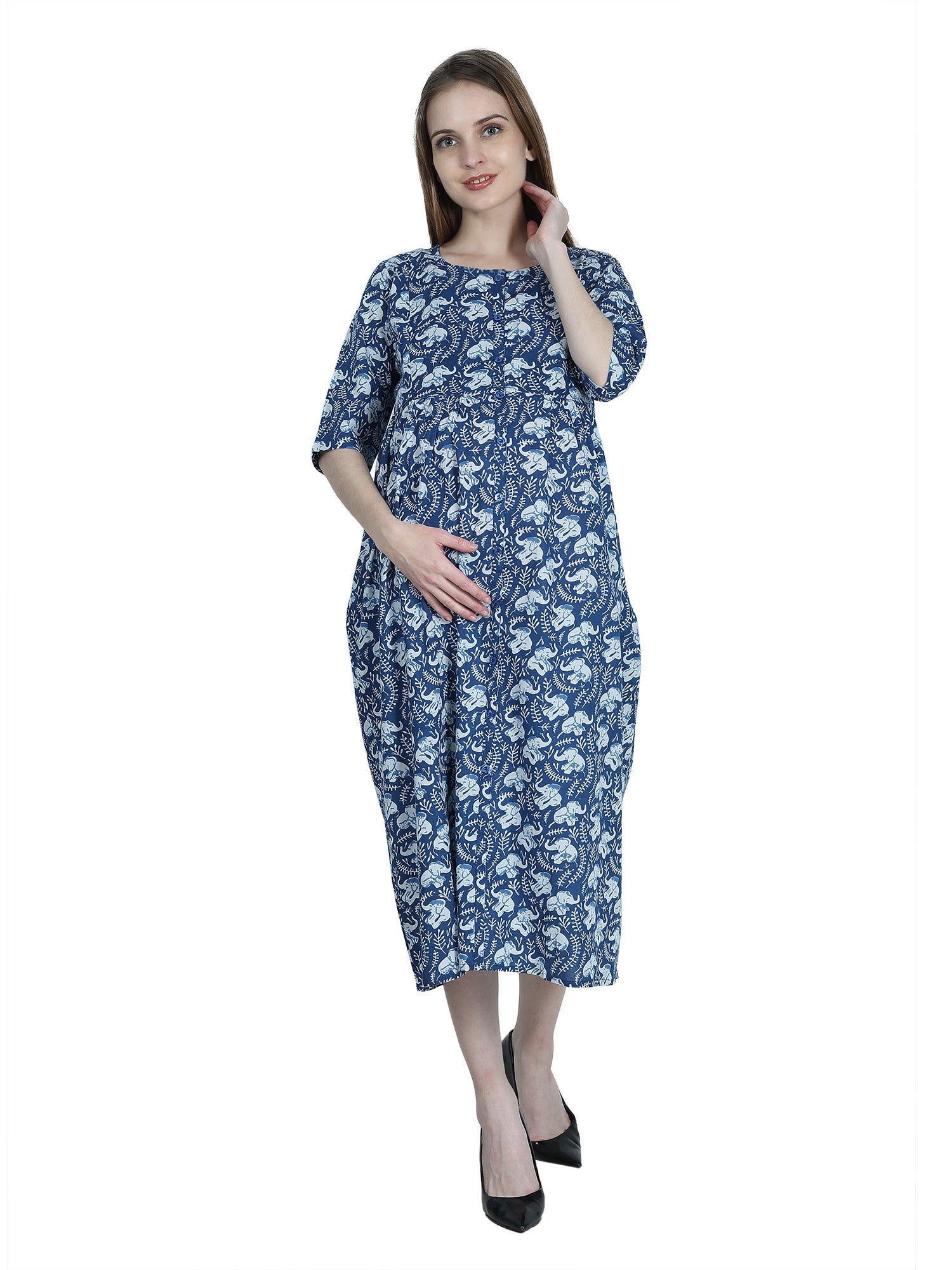 Blue-PureCotton-Maternity-Feeding-Kurti