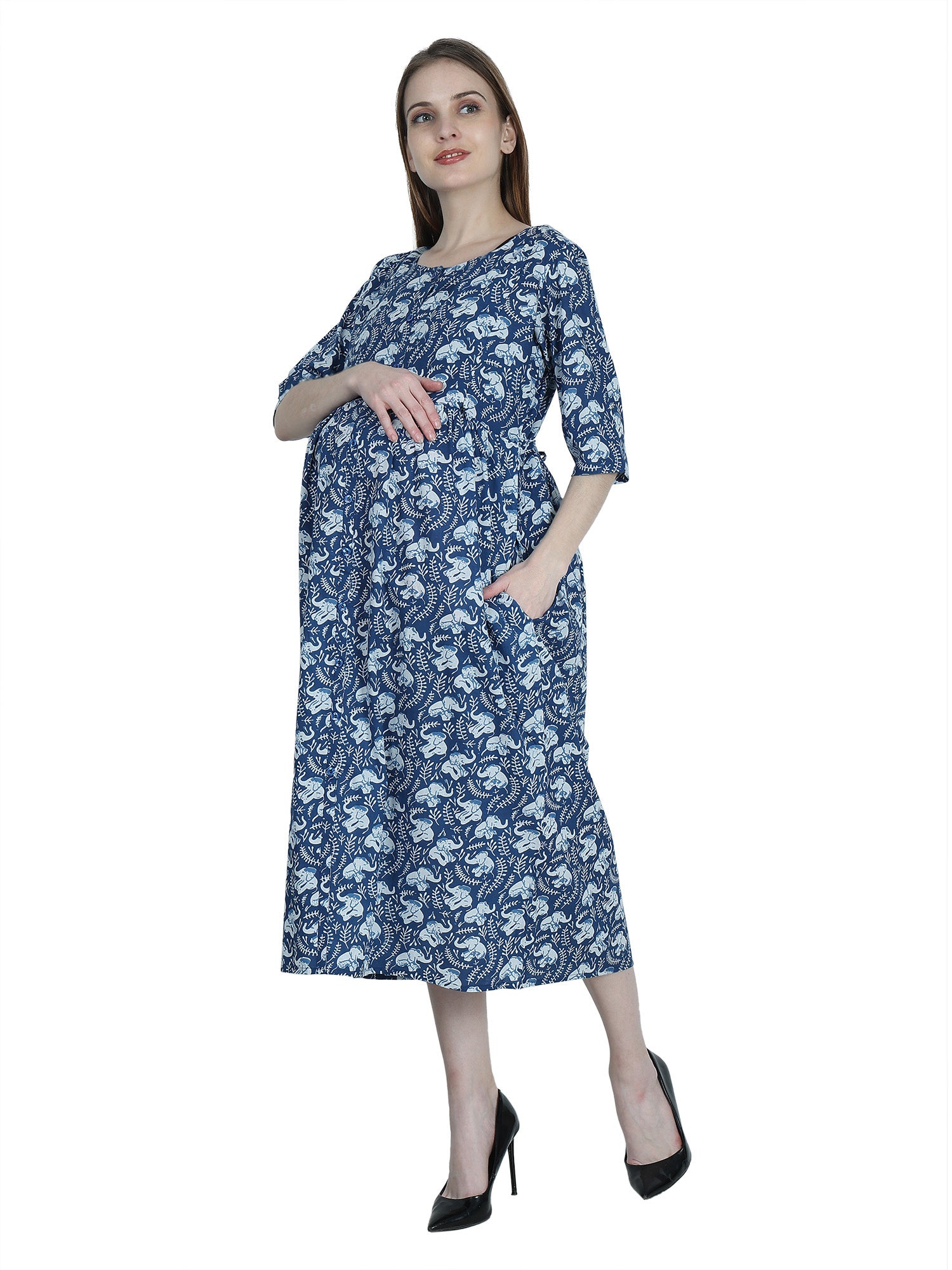 Blue-PureCotton-Maternity-Feeding-Kurti