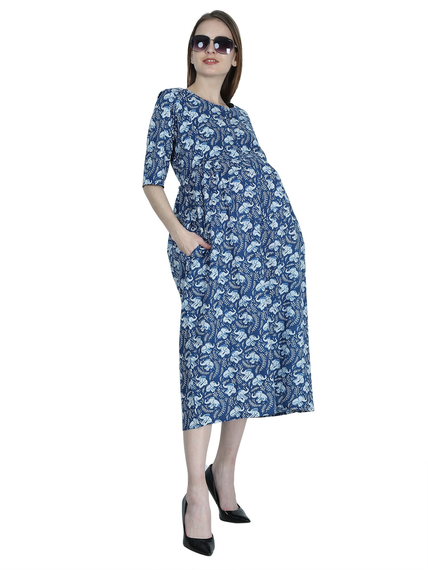 Blue-PureCotton-Maternity-Feeding-Kurti