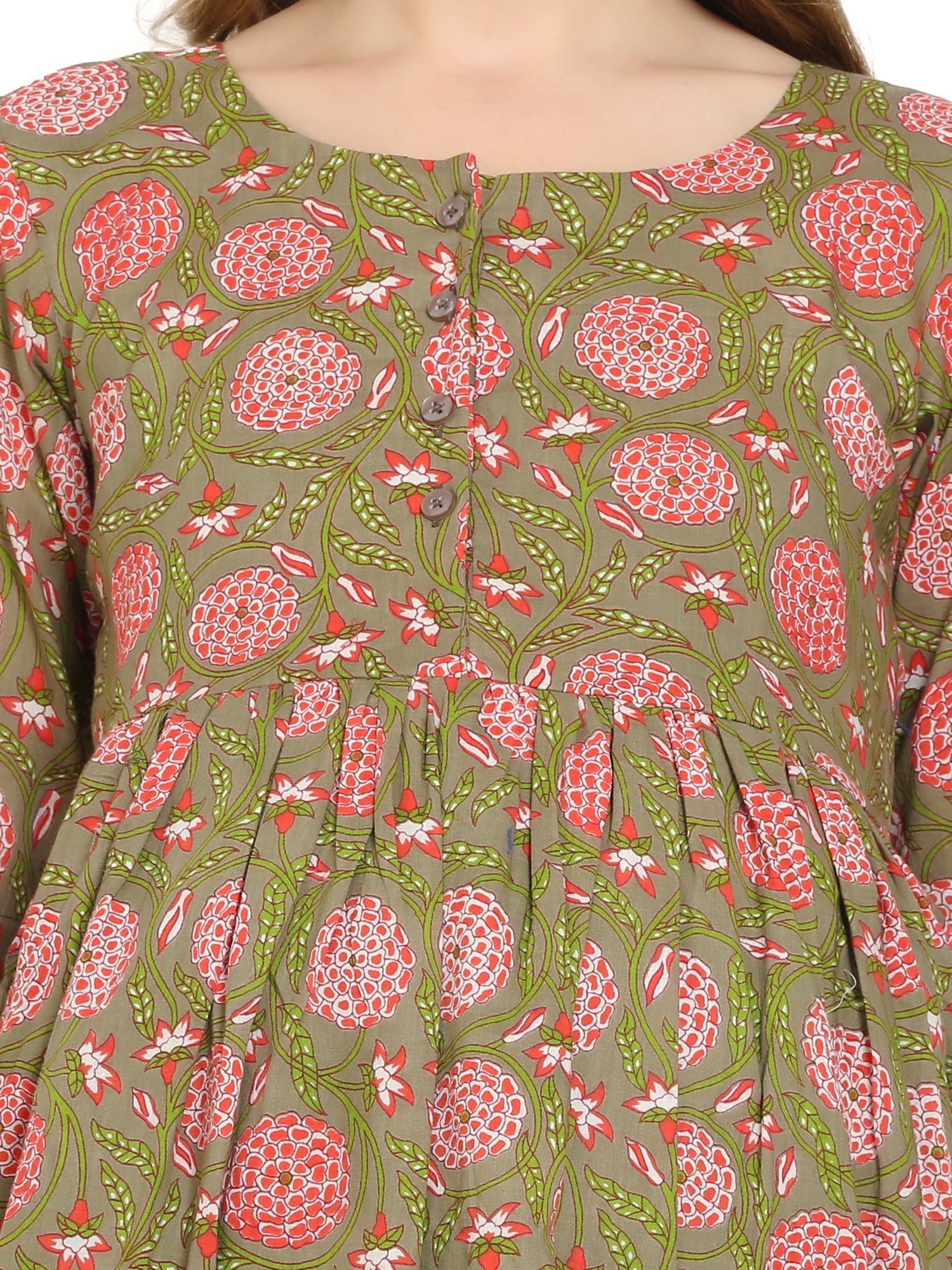 Brown-Fit-Flare-Cotton-Maternity-Feeding-Dress