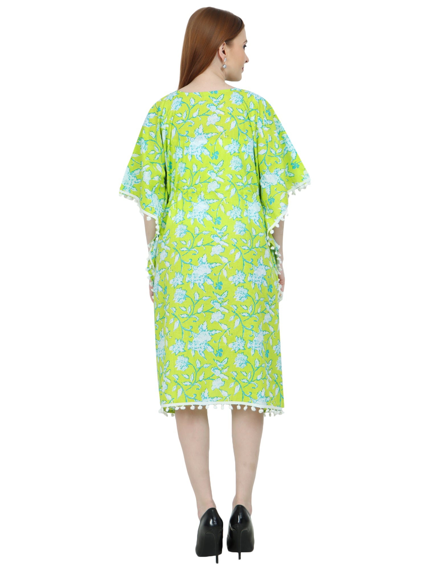 Green-PureCotton-Maternity-Feeding-Kaftan-Knee-Length
