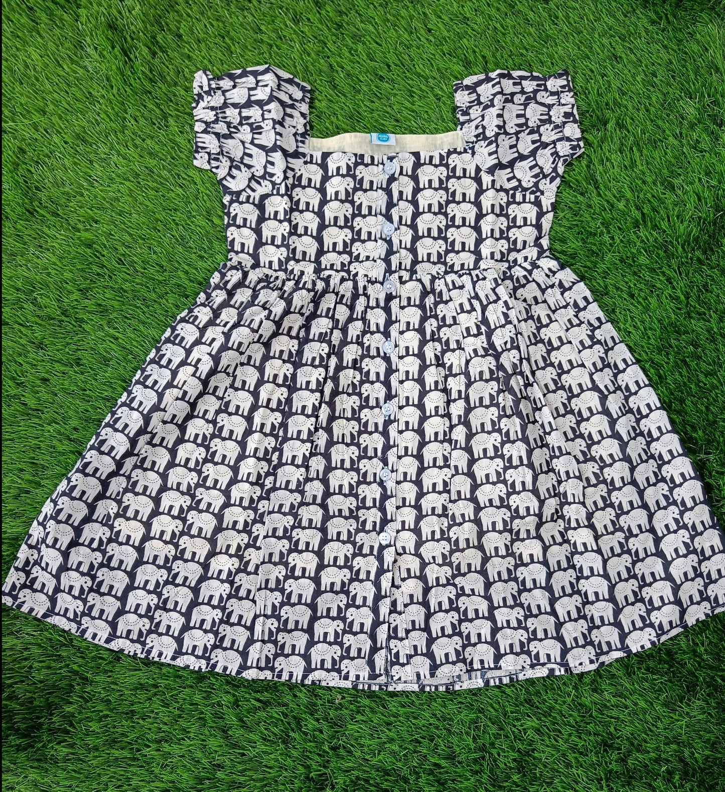 Pure Cotton Dress for Girls | Black | Elephant Printed