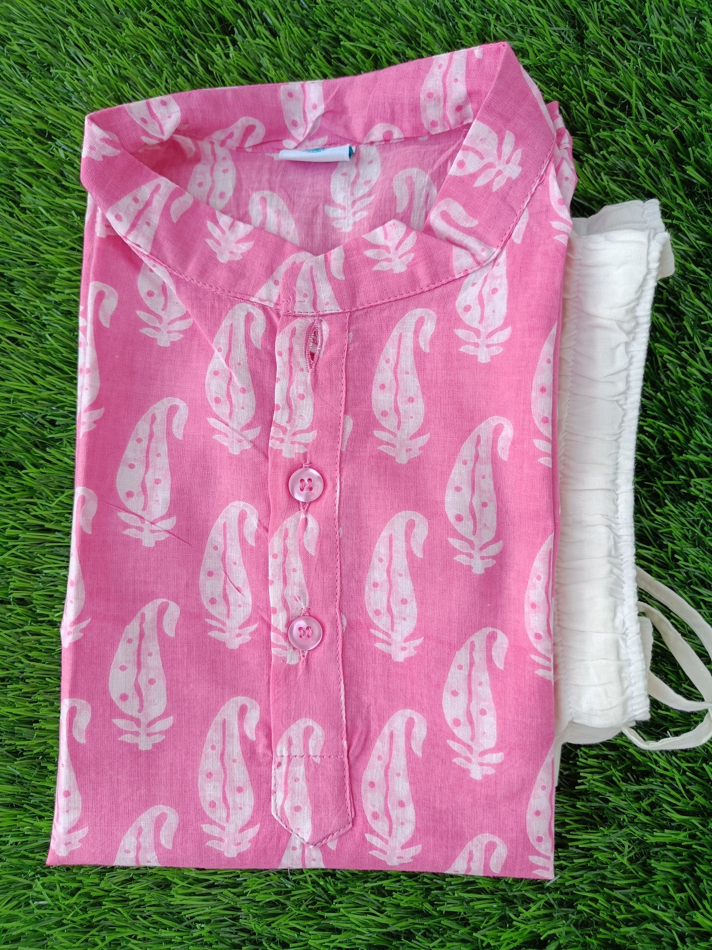 Pure Cotton Kurta Sets for Boys | Pink Printed 2